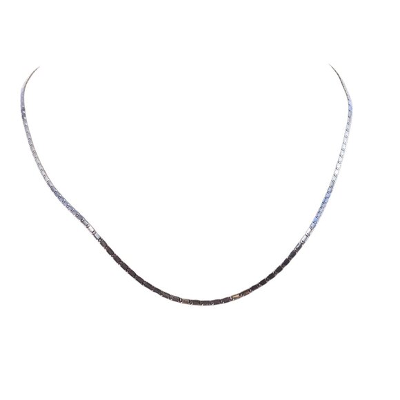 14K White Gold Textured Link Necklace #23854